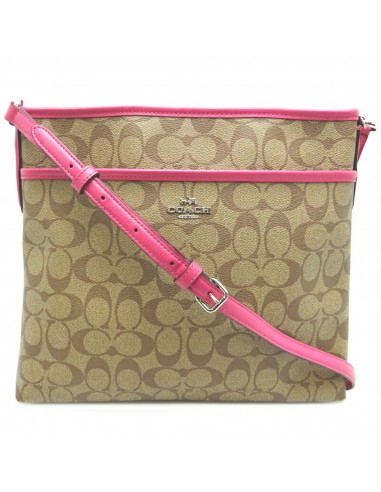 Coach Signature Ladies Shoulder Bag F58297 PVC Coated Canvas Brown Pink Amélioration de cerveau avec